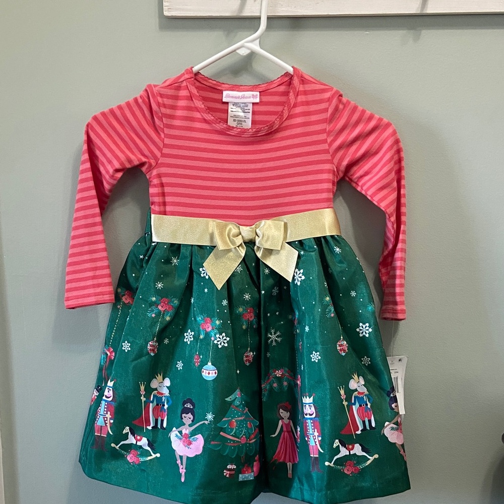 Bonnie Jean Pink and Red Striped Nutcracker Dress